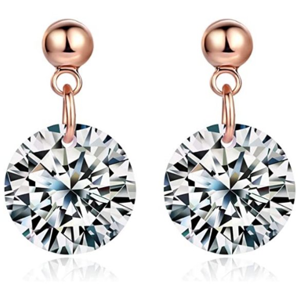 Rose Gold Plated 3 Carat Simulated Diamond Earring - Picture 2 of 4